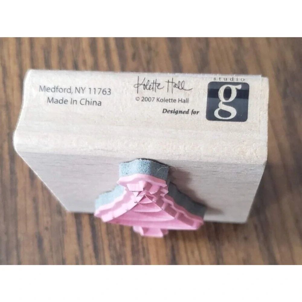 Studio G Kolette Hall Art Deco Christmas Tree Wood Mounted Rubber Stamp - Picture 4 of 6